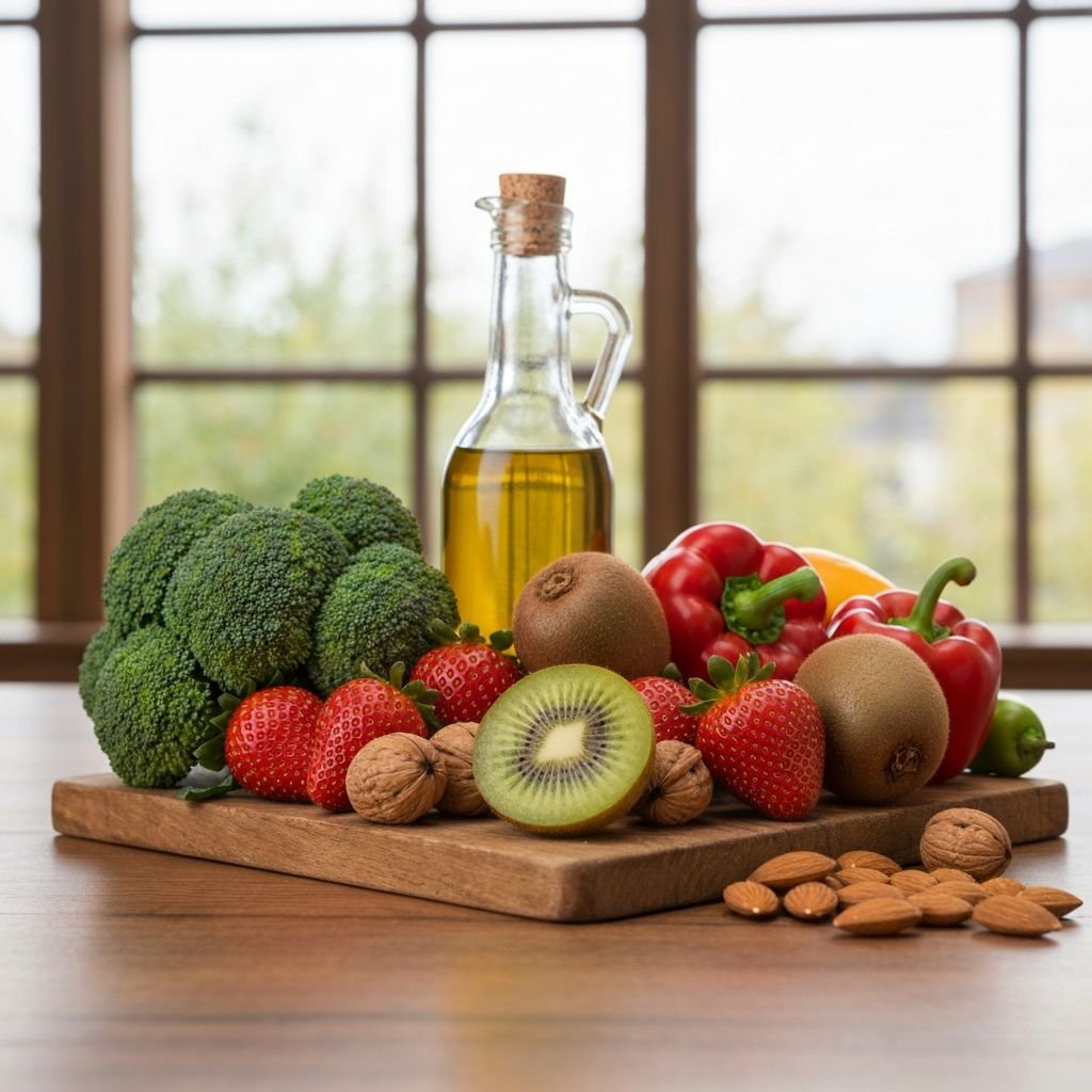 Fresh vegetables and healthy foods still life